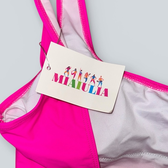 Mialuia Hot Pink One Piece Swimsuit Scoop Back NWT - Picture 5 of 6